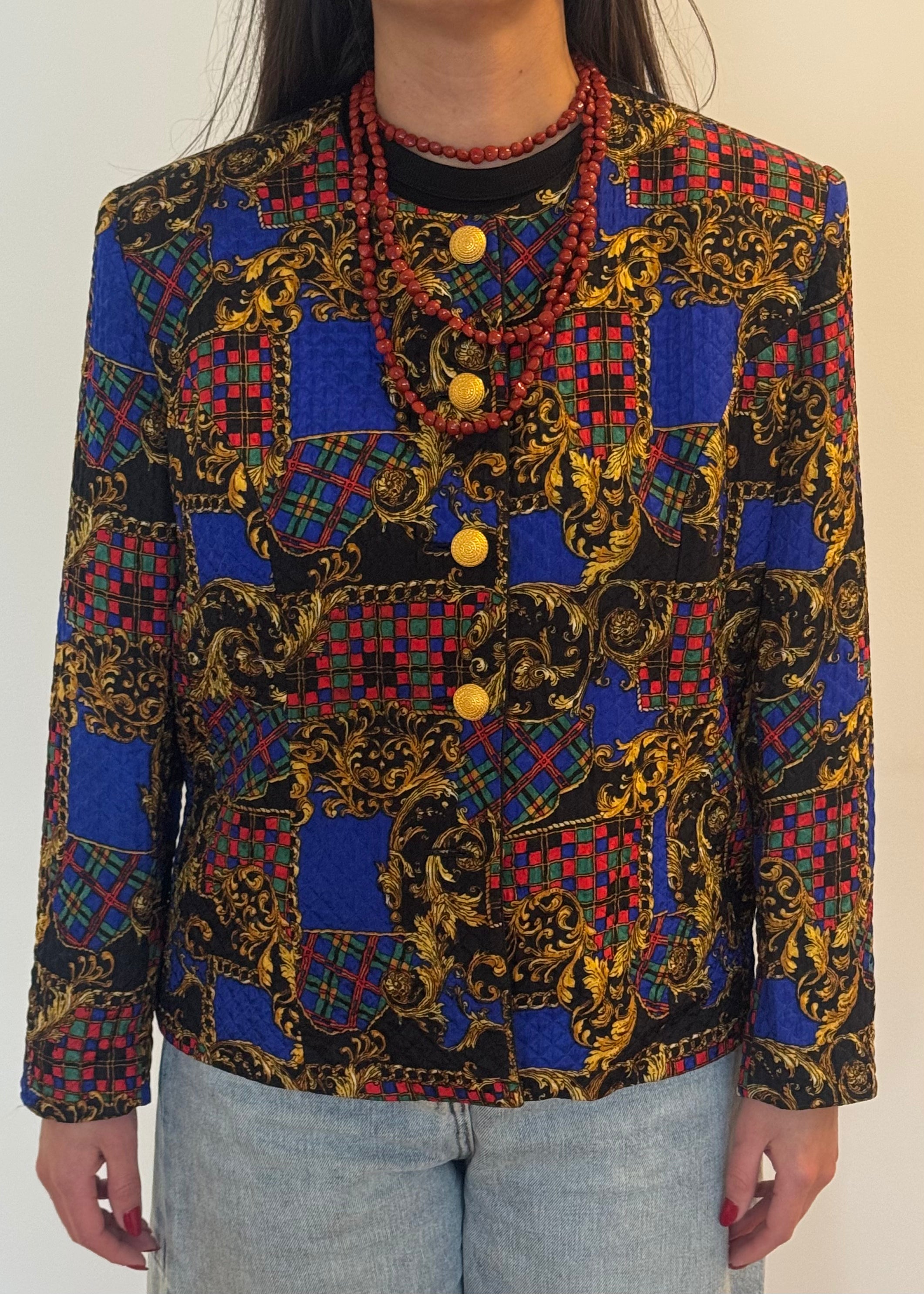 DREW_CHAQUETA CORTA ESTAMPADA SEDA