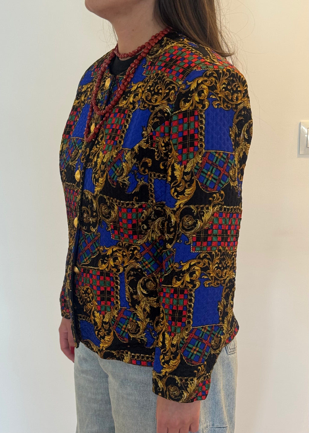 DREW_CHAQUETA CORTA ESTAMPADA SEDA